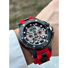 Quantum 50MM, Kronograf Erkek Kol Saati | Safir Cam, Kırmızı Silikon Kordon, 10ATM