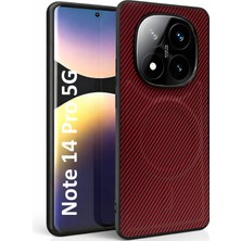 CepStok Xiaomi Redmi Note 14 Pro 5g Kılıf Magsafe Karbonfiber Desenli Silikon Kapak