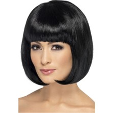 Oyunca Siyah Renk Parti Peruğu Küt Saç