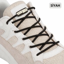 Vidalı Kilitli Akıllı Yuvarlak Bağcık, Esnek Elastik Pratik  Ayakkabı Bağcığı 100CM, 1 Çift