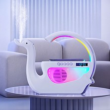 Larens Çok Fonksiyonlu Kuğu Tasarımlı Akıllı Nemlendirici & Kablosuz Şarj & LED Gece Lambası