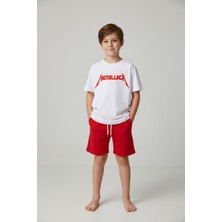 Makiteks Kız Erkek Çocuk Şort Tişört Takım Rock 5 6 7 8 9 10 11 12 13 14 Yaş Tshirt Metalica