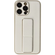 Mey İthalat Mey Ithalat®  iPhone 13 Pro Kılıf Coco Deri Standlı Kapak - Beyaz