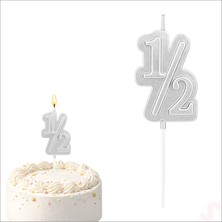 Süsle Bebek ve Parti 1/2 Yarım Yaş Doğum Günü Mumu, 12 cm - Gümüş