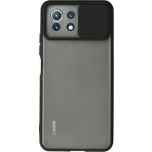 Mey İthalat Mey Ithalat®  Xiaomi Mi 11 Lite Kılıf Palm Buzlu Kamera Sürgülü Silikon - Siyah