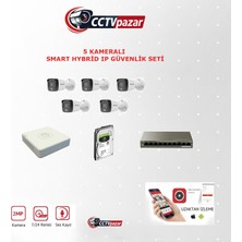 Hikvision Cctvpazar Hıkvısıon 5 Kameralı 2mp Dahili Mikrofonlu Ip Kamera Seti (1tb)