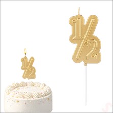 Süsle Bebek ve Parti 1/2 Yarım Yaş Doğum Günü Mumu, 12 cm - Altın