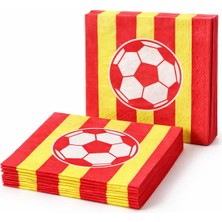 Patladı Gitti Futbol Temalı Sarı-Kırmızı Çizgili Kağıt Peçete 33X33 cm – 20’li Parti Peçetesi