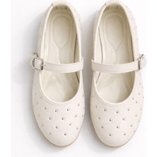 Slipcat Bayan Bantlı Rugan Taş Detaylı Şık Günlük Babet Ayakkabı