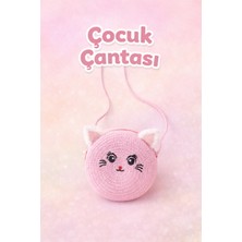 Selvira Kız Çocuk Hasır Kedi Figürlü Omuz Çantası – Yuvarlak Tasarım, Ayarlanabilir Askılı, Hafif ve Şık