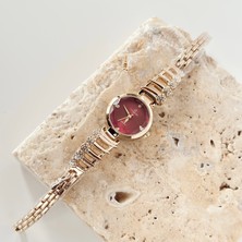 Vesce Atelier Işıltı Serisi Gold Saat Bordo