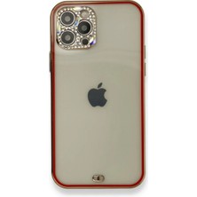 Mey İthalat Mey Ithalat®  iPhone 12 Pro Kılıf Liva Taşlı Silikon - Kırmızı