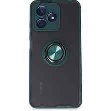 Mey İthalat Mey Ithalat®  Realme C53 Kılıf Montreal Yüzüklü Silikon Kapak - Yeşil