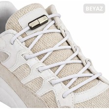 Vidalı Kilitli Akıllı Yuvarlak Bağcık, Esnek Elastik Pratik  Ayakkabı Bağcığı 100CM, 1 Çift