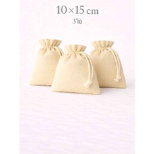 Alasmiel 10X15 cm Kadife Dokulu Büzgülü Kese 3’lü – Lavanta, Takı ve Nikah Hediyelik Çok Amaçlı Bez Poşet