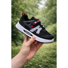 Maxsis Erkek Çocuk Spor Ayakkabı Siyah Füme Kırmızı Günlük Spor Ayakkabı