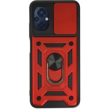 Mey İthalat Mey Ithalat®  Xiaomi Poco M5 Kılıf Pars Lens Yüzüklü Silikon - Kırmızı