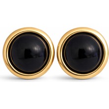 Venüs Design Kadınlar İçin Siyah Renk Çelik Dupa Küpe Modern Çivi Modeli