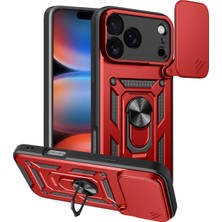 Mey İthalat Mey Ithalat®  Apple iPhone 17 Pro Max Pars Lens Yüzüklü Silikon - Kırmızı