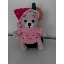 Evim Oyuncak Dünyası Pembe Hırkalı Sevimli Ayıcık Amigurumi Organik