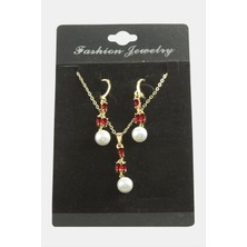 Zero Land Storozde Çiçek Inci Zirkon Taşlı Set Kolye-Renkli