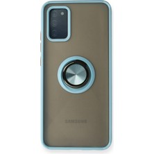 Mey İthalat Mey Ithalat®  Samsung Galaxy A02S Kılıf Montreal Yüzüklü Silikon Kapak - Buz Mavi