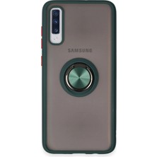 Mey İthalat Mey Ithalat®  Samsung Galaxy A70 Kılıf Montreal Yüzüklü Silikon Kapak - Yeşil