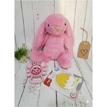 Toyaso Uyku Arkadaşım Pembe Tavşan & Sulu Diş Kaşıyıcı & Çıngırak Bebek Seti