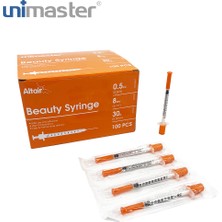 Unimaster 0.5 ml 30 G 8 mm Mezoterapi - Botoks Enjektörü 100 Adet