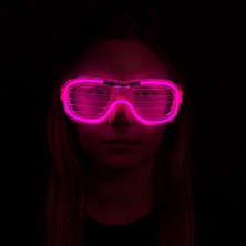Oyunca Pembe LED Işıklı Parti Gözlüğü - Neon Glow Şerit Gözlük 3 Modlu