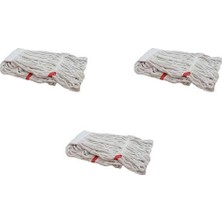 Normadia Geniş Pamuklu Yedek Islak Mop Ucu Başlığı Püskül, 25 Cm, Beyaz, 3'lü Set