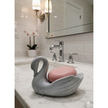 abnturk Kuğu Figürü Zarif Gri Sabunluk Porselen Görünümlü Sert Plastik