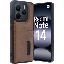 Mey İthalat Mey Ithalat®  Xiaomi Redmi Note 14 4g Kılıf Sara Kartvizitli Deri Kılıf - Taba