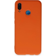 Mey İthalat Mey Ithalat®  Huawei P20 Lite Kılıf Nano Içi Kadife Silikon - Turuncu