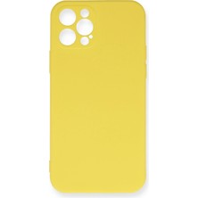 Mey İthalat Mey Ithalat®  iPhone 12 Pro Max Kılıf Nano Içi Kadife Silikon - Sarı