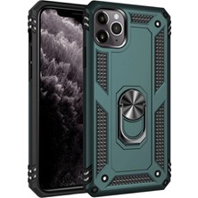 Mey İthalat Mey Ithalat®  iPhone 11 Pro Kılıf Sofya Yüzüklü Silikon Kapak - Yeşil