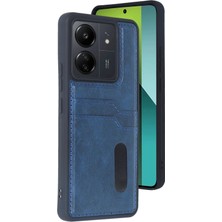 Mey İthalat Mey Ithalat®  Xiaomi Redmi 13C Kılıf Sara Kartvizitli Deri Kılıf - Lacivert