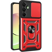 Mey İthalat Mey Ithalat®  Samsung Galaxy A16 5g Kılıf Pars Lens Yüzüklü Silikon - Kırmızı