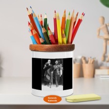 Asilmeydan Şapkalı Yürüyen Kemal Atatürk Ahşap Seramik Kalemlik -Ata1059)