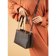 Justpolo Zincirli Kadın Kahverengi Omuz Çantası Ayarlanabilir Uzun Askı TM2181TM