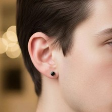 Jaida Moda Unisex Siyah Taşlı Mıknatıslı Çelik Kulak Aksesuarı – Deliksiz Kullanım