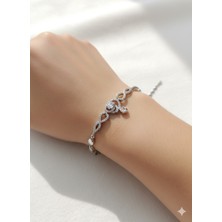 Cadde Dükkanı Kuğu Figürlü Taşlı Çelik Bileklik Silver
