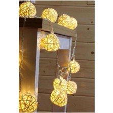 Raftan Topla Hasır Toplar LED Işık 2 Metre Gün Işığı Dekor Lambası