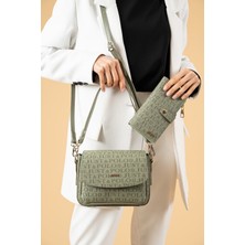 Kadın Iki Askılı 3 Bölmeli Omuz ve Çapraz Çantası Kombin JPS2185 Yeşil