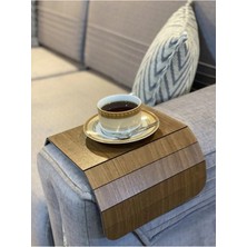 Raftan Topla Kahverengi Koltuk Kenarı Ahşap Kaymaz Tepsi