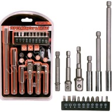 Raftan Topla Somun Sökme - Bits Uç Bağlantı Adaptör Seti 16 Parça Tornavida Ucu Lokma Seti Şarjlı Matkap Ucu