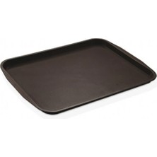 Raftan Topla 10 Adet Siyah Midi Boy Plastik Servis Tepsisi  Kırılmaz Lokanta Büfe Fast Food Kullanım (44X32 Cm)