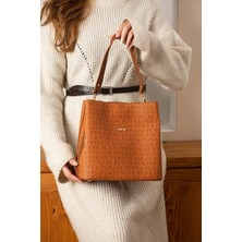 Just Polo Kadın Siyah Baskı Desenli El ve Omuz Çantası TYCET02117