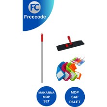 Normadia 60 cm Makarna Mop Yedek Bez, Palet ve 120 cm Metal Sap Seti