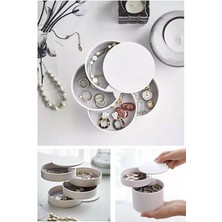 Raftan Topla 4 Katlı Dönebilen Silindir Takı ve Makyaj Organizer Kutusu